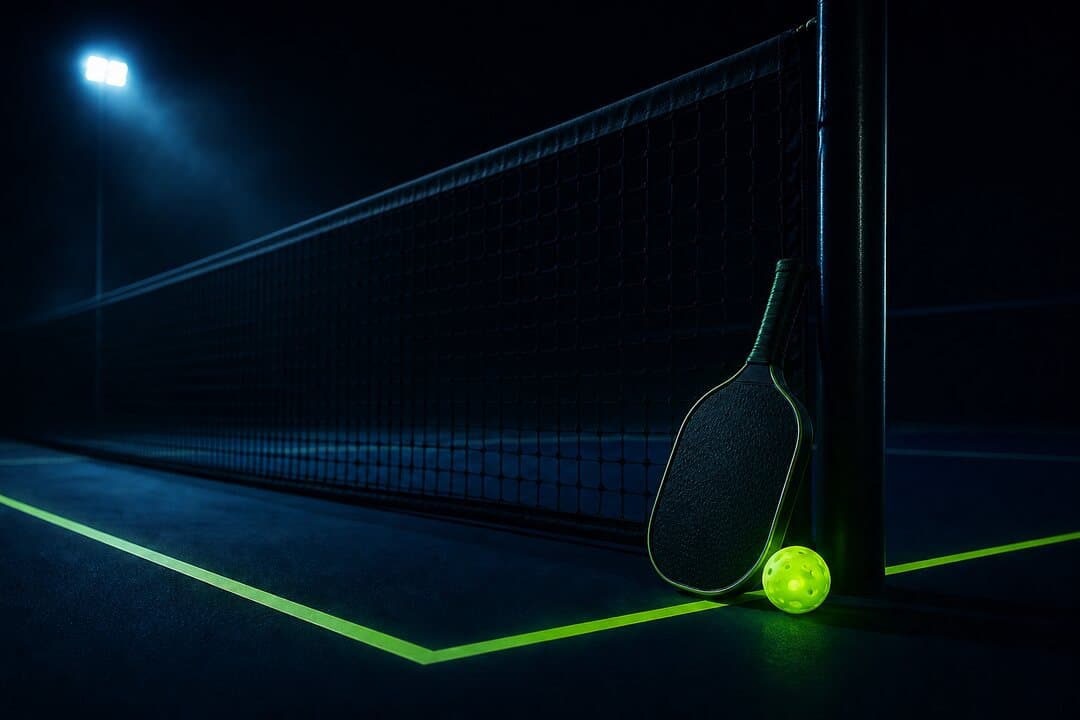 Jugadores adultos de pickleball tomando aire junto a la cancha al terminar un partido