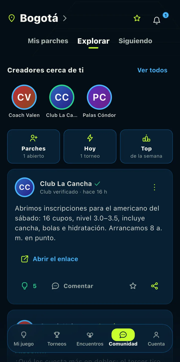 Explorar: Los clubes y coaches de tu ciudad, y el tip del día